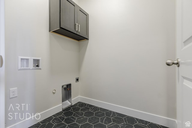 2086 W 320 S, Hurricane, UT 84737 - washroom with hookup for a washing machine, cabinet space, baseboards, hookup for a gas dryer, and hookup for an electric dryer
