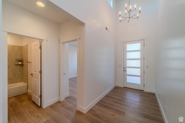 723 S 1220 W Unit 34, Hurricane, UT 84737 - entryway with baseboards, wood finished floors, and an inviting chandelier