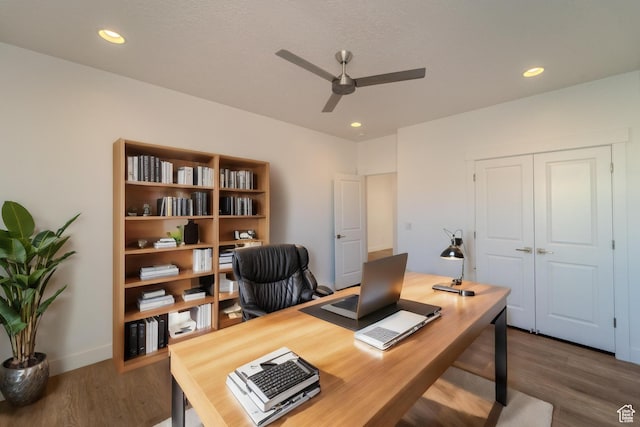 723 S 1220 W Unit 34, Hurricane, UT 84737 - office area featuring ceiling fan, dark wood-type flooring, and recessed lighting