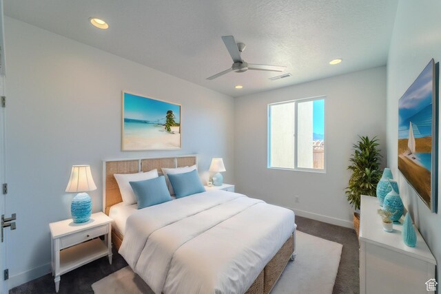723 S 1220 W Unit 34, Hurricane, UT 84737 - bedroom featuring baseboards, visible vents, dark carpet, and recessed lighting
