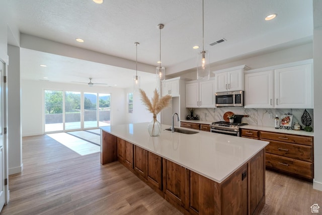 723 S 1220 W Unit 34, Hurricane, UT 84737 - kitchen with stainless steel appliances, a sink, visible vents, light wood finished floors, and tasteful backsplash