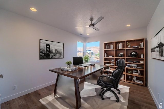 723 S 1220 W Unit 34, Hurricane, UT 84737 - office with recessed lighting, ceiling fan, baseboards, and wood finished floors