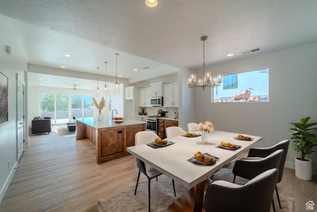 723 S 1220 W Unit 34, Hurricane, UT 84737 - dining room featuring light wood-style floors, visible vents, a notable chandelier, and a textured ceiling