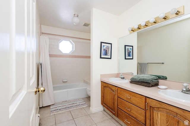 1560 E 1580 N, Logan, UT 84341 - full bathroom with double vanity, toilet, tile floors, and shower / bathtub combination with curtain