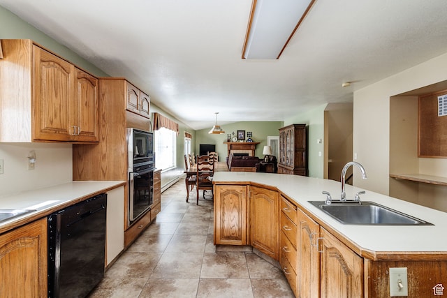 1560 E 1580 N, Logan, UT 84341 - kitchen with sink, hanging light fixtures, light tile floors, and black appliances