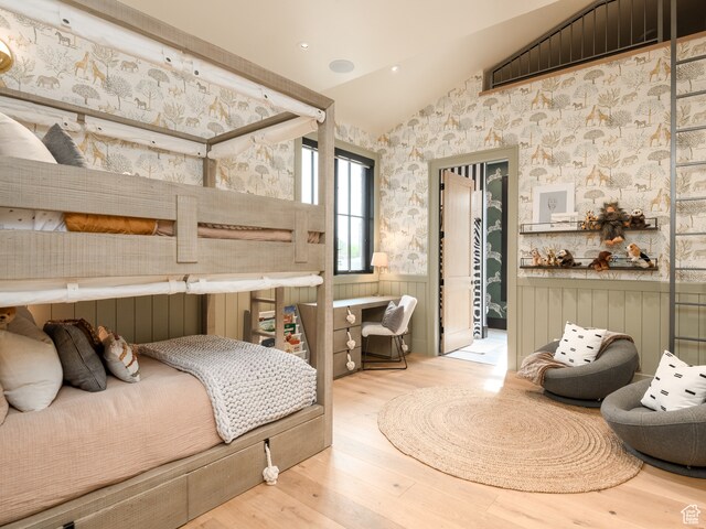 616 E Stokes Ave S, Draper, UT 84020 - bedroom featuring hardwood / wood-style floors and vaulted ceiling