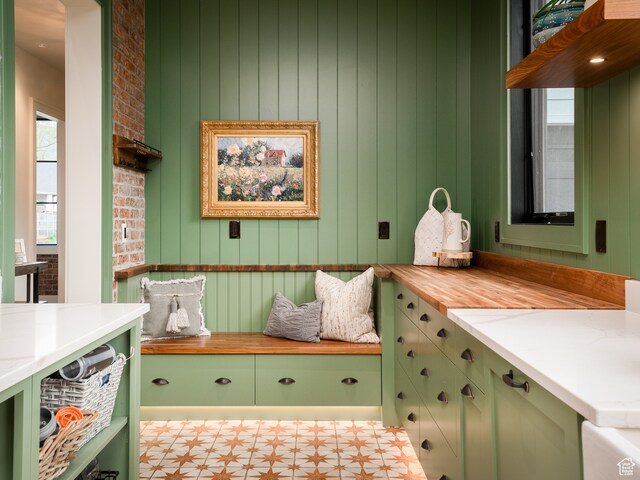 616 E Stokes Ave S, Draper, UT 84020 - interior space featuring brick wall