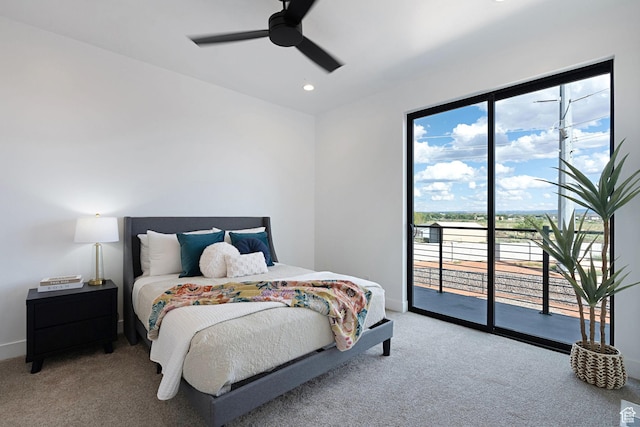 400 S Moki Dr Unit I-1, Kanab, UT 84741 - bedroom featuring carpet, access to outside, recessed lighting, and a ceiling fan