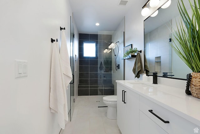 400 S Moki Dr Unit I-1, Kanab, UT 84741 - bathroom with vanity, a stall shower, tile patterned floors, and recessed lighting