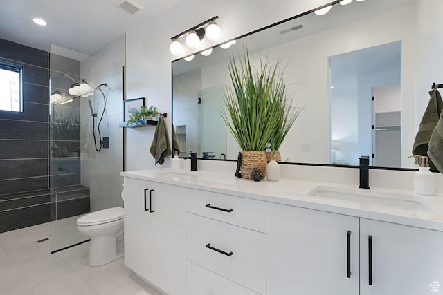 400 S Moki Dr Unit I-1, Kanab, UT 84741 - full bathroom with double vanity, a walk in shower, tile patterned flooring, and recessed lighting