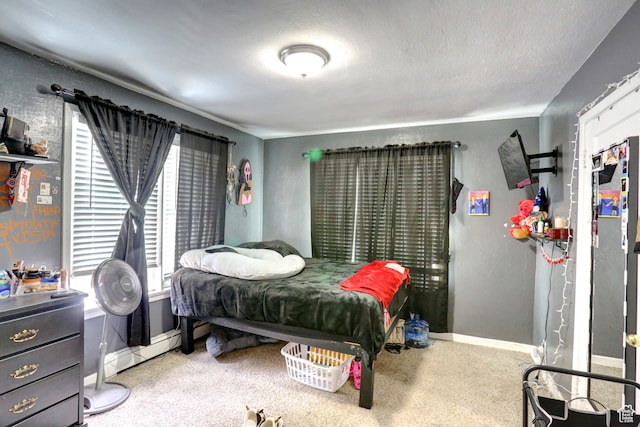 390 N 100 E, Spanish Fork, UT 84660 - bedroom featuring light colored carpet, a textured ceiling, and baseboard heating