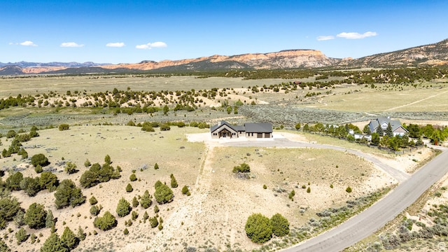 bird's eye view with a mountain view