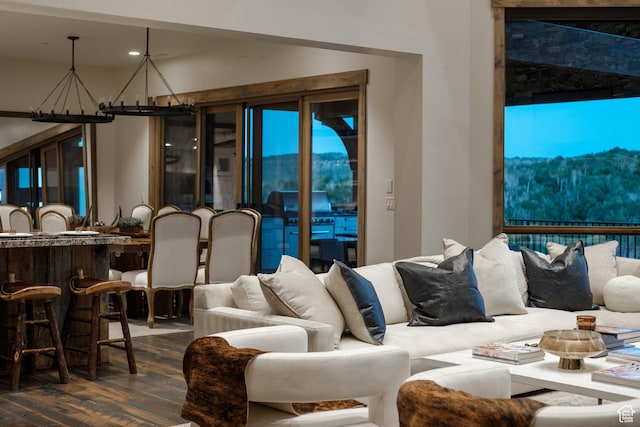 2586 N Whispering Springs Hollow Rd Unit 20, Heber City, UT 84032 - living area with wood finished floors, a chandelier, and recessed lighting