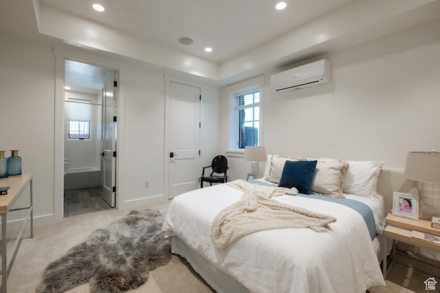 2586 N Whispering Springs Hollow Rd Unit 20, Heber City, UT 84032 - carpeted bedroom with a wall mounted AC, recessed lighting, and connected bathroom