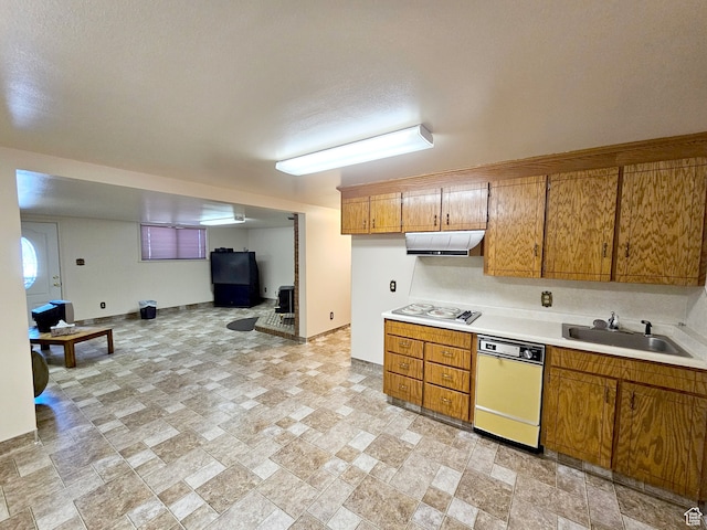 816 N 3500 W, Vernal, UT 84078 - kitchen with dishwasher, ventilation hood, brown cabinetry, and light countertops