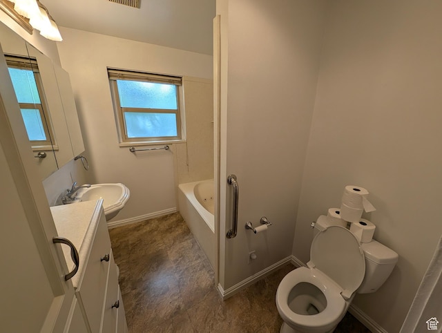 1235 E 820 N, Provo, UT 84606 - bathroom with baseboards, a tub, toilet, and vanity
