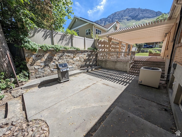 1235 E 820 N, Provo, UT 84606 - view of patio / terrace with a mountain view, a fenced backyard, and a pergola