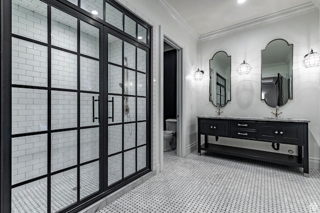 4250 S Camille St, Holladay, UT 84124 - bathroom featuring crown molding, vanity, and toilet