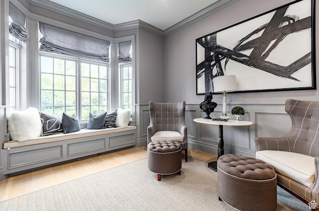 4250 S Camille St, Holladay, UT 84124 - sitting room with crown molding and light hardwood / wood-style flooring