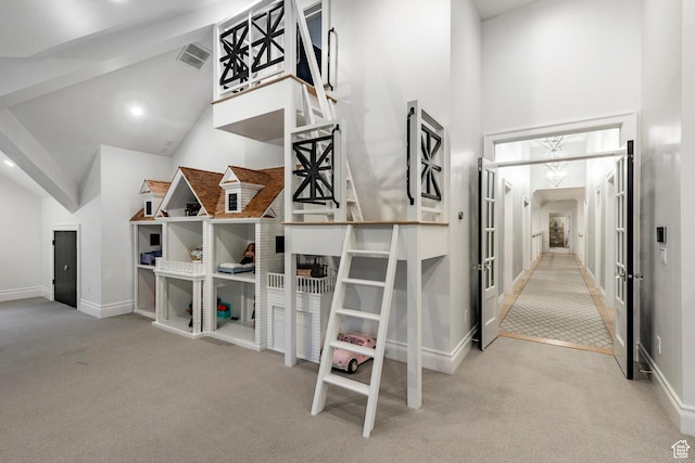 4250 S Camille St, Holladay, UT 84124 - hall featuring high vaulted ceiling and light carpet