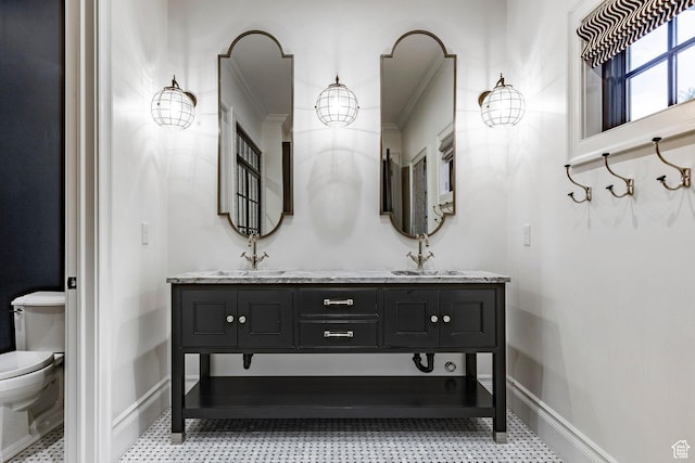 4250 S Camille St, Holladay, UT 84124 - bathroom with crown molding, vanity, and toilet