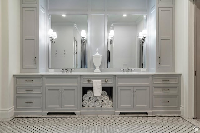 4250 S Camille St, Holladay, UT 84124 - bathroom with crown molding and vanity