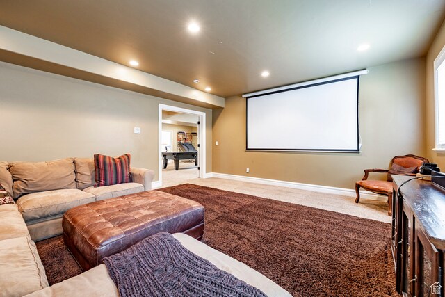 view of carpeted cinema room