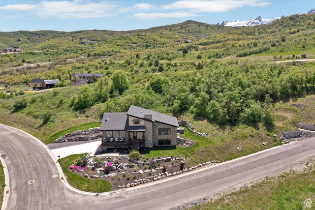 aerial view featuring a mountain view