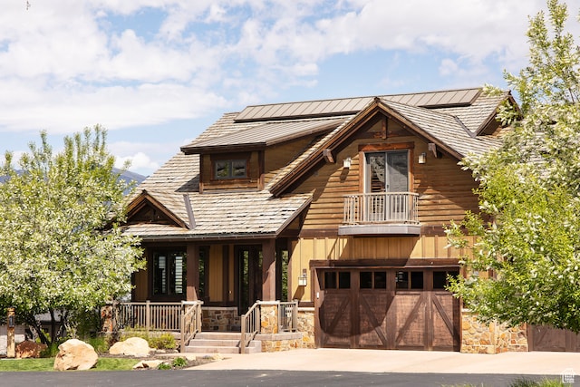 1621 E Abajo Peak Ct, Heber City, UT 84032 - view of front facade with a garage and a balcony