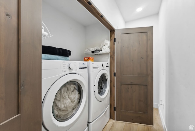 1430 W Arapaho Dr Unit 59, Coalville, UT 84017 - laundry area with washer and dryer and light wood-type flooring