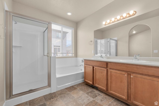 93 E 425 N, Vineyard, UT 84059 - full bathroom with a sink, double vanity, a stall shower, and a garden tub