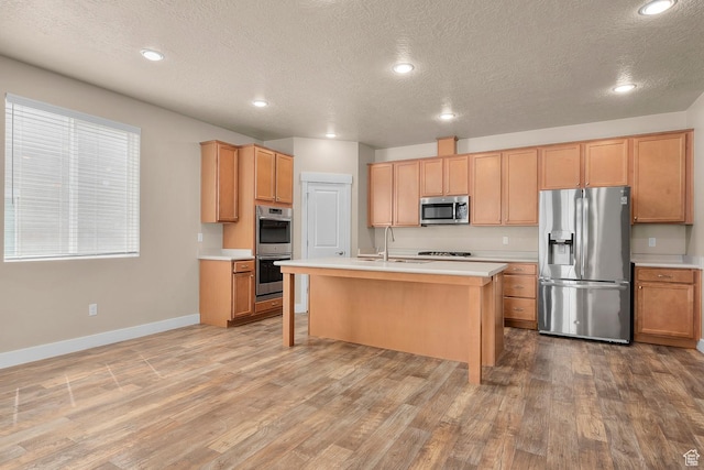 93 E 425 N, Vineyard, UT 84059 - kitchen featuring a textured ceiling, appliances with stainless steel finishes, light countertops, a sink, and light wood finished floors
