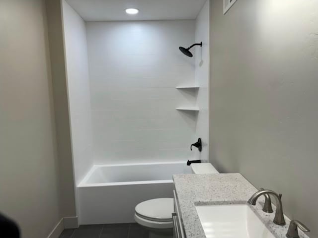 999 Cisco Run, Garden City, UT 84028 - bathroom featuring toilet, tile patterned flooring, shower / bathtub combination, vanity, and baseboards
