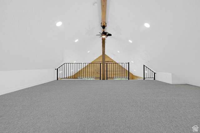 999 Cisco Run, Garden City, UT 84028 - spare room with ceiling fan, lofted ceiling, carpet floors, and recessed lighting