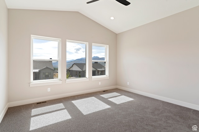 4778 Paddleford Dr Unit 227, Eden, UT 84310 - carpeted spare room with a ceiling fan, lofted ceiling, baseboards, and recessed lighting