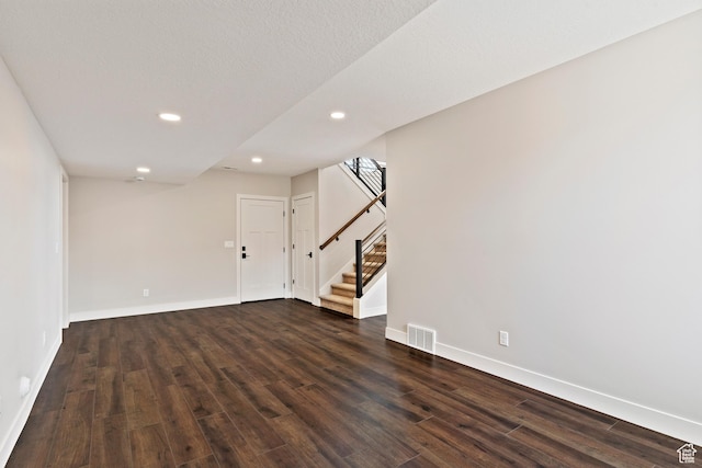 4778 Paddleford Dr Unit 227, Eden, UT 84310 - unfurnished living room with stairway, baseboards, recessed lighting, and dark wood finished floors