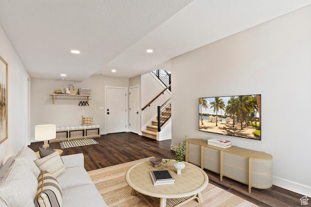 4778 Paddleford Dr Unit 227, Eden, UT 84310 - living area with wood finished floors, stairway, recessed lighting, and baseboards