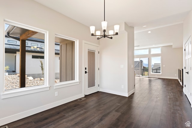 4778 Paddleford Dr Unit 227, Eden, UT 84310 - foyer entrance with a chandelier, dark wood finished floors, baseboards, and recessed lighting