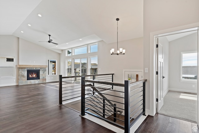 4778 Paddleford Dr Unit 227, Eden, UT 84310 - staircase featuring plenty of natural light, ceiling fan, wood finished floors, recessed lighting, and baseboards