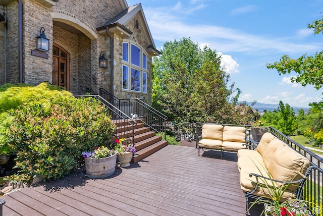 14234 S Canyon Vine Cv E, Draper, UT 84020 - wooden deck featuring outdoor lounge area