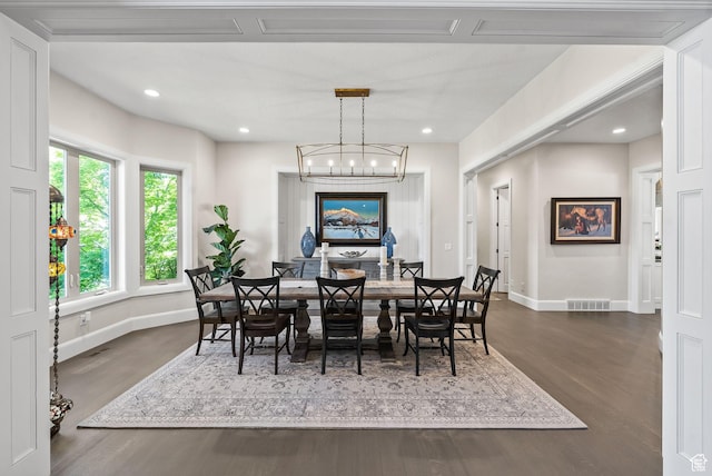 14234 S Canyon Vine Cv E, Draper, UT 84020 - dining area with dark hardwood / wood-style flooring and an inviting chandelier