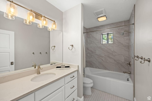 14234 S Canyon Vine Cv E, Draper, UT 84020 - full bathroom with tile patterned flooring, vanity, toilet, and tiled shower / bath