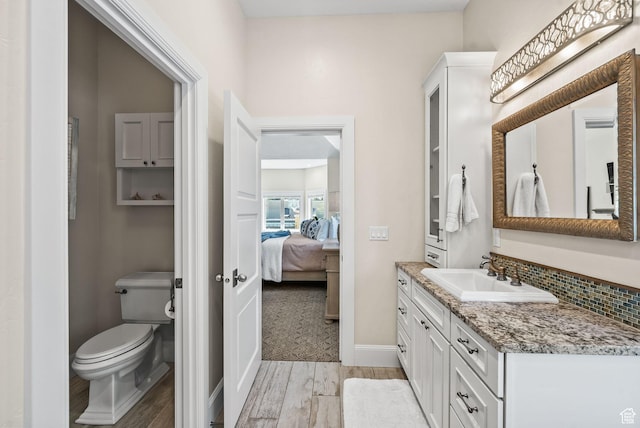 14234 S Canyon Vine Cv E, Draper, UT 84020 - bathroom with vanity, tasteful backsplash, and toilet