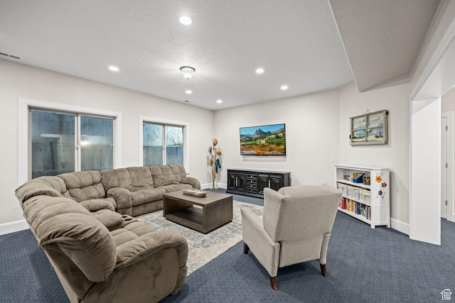 14234 S Canyon Vine Cv E, Draper, UT 84020 - living room featuring a textured ceiling and carpet floors