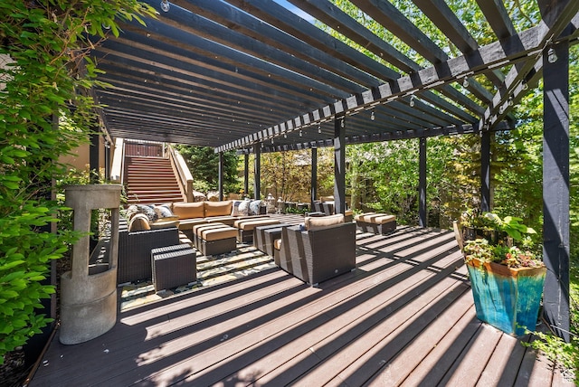 14234 S Canyon Vine Cv E, Draper, UT 84020 - deck featuring an outdoor living space and a pergola