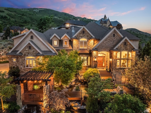 view of front facade with a mountain view