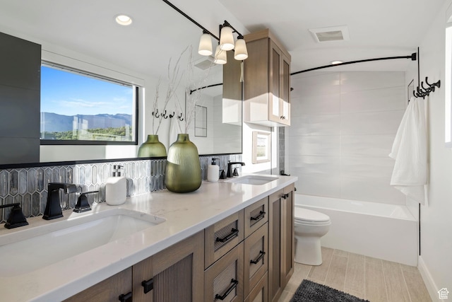 940 S N View Cir Unit 12, Woodland Hills, UT 84653 - bathroom featuring tub / shower combination, double vanity, plenty of natural light, and recessed lighting