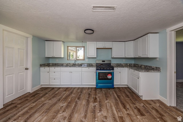 1090 S 2400 W, Lewiston, UT 84320 - kitchen with a sink, dark wood-style floors, visible vents, and stainless steel range with gas cooktop