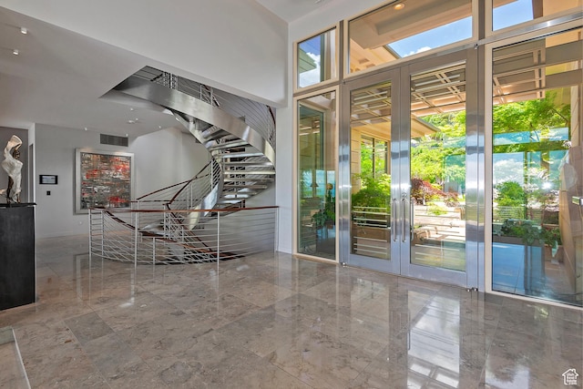 1559 E Tomahawk Dr N, Salt Lake City, UT 84103 - entryway with a high ceiling and french doors