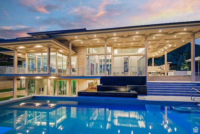 1559 E Tomahawk Dr N, Salt Lake City, UT 84103 - pool at dusk featuring a patio area
